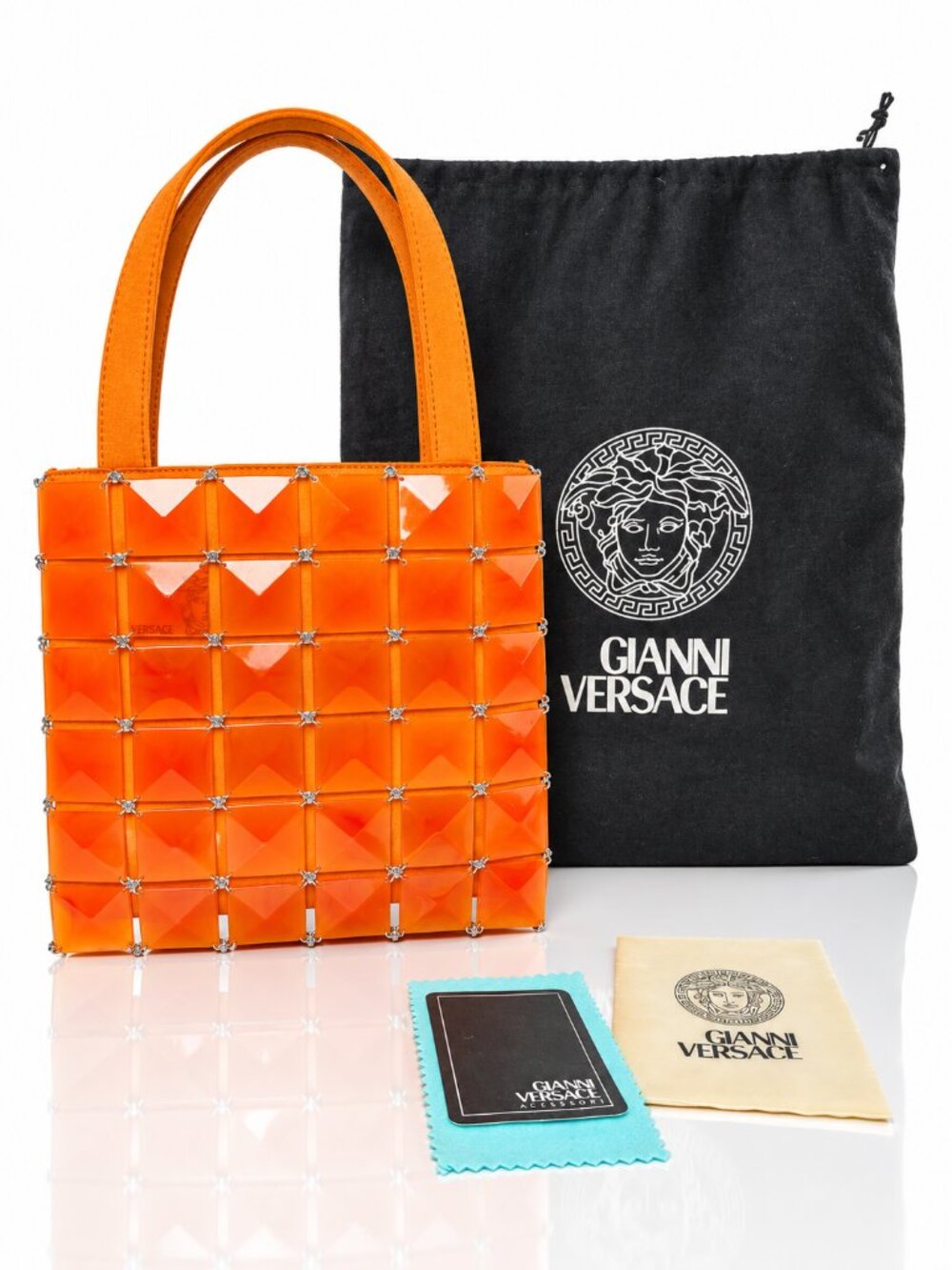 Vintage GIANNI VERSACE Modular Stack Orange Gems Slim Handbag